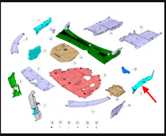 Накладка крыла переднего Changan CS55 PLUS S203F2715011100