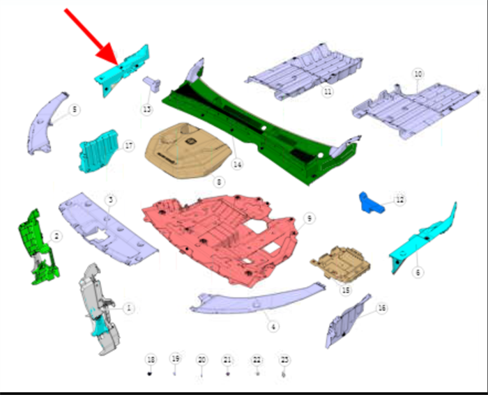 Накладка крыла переднего Changan CS55 PLUS S203F2715011200