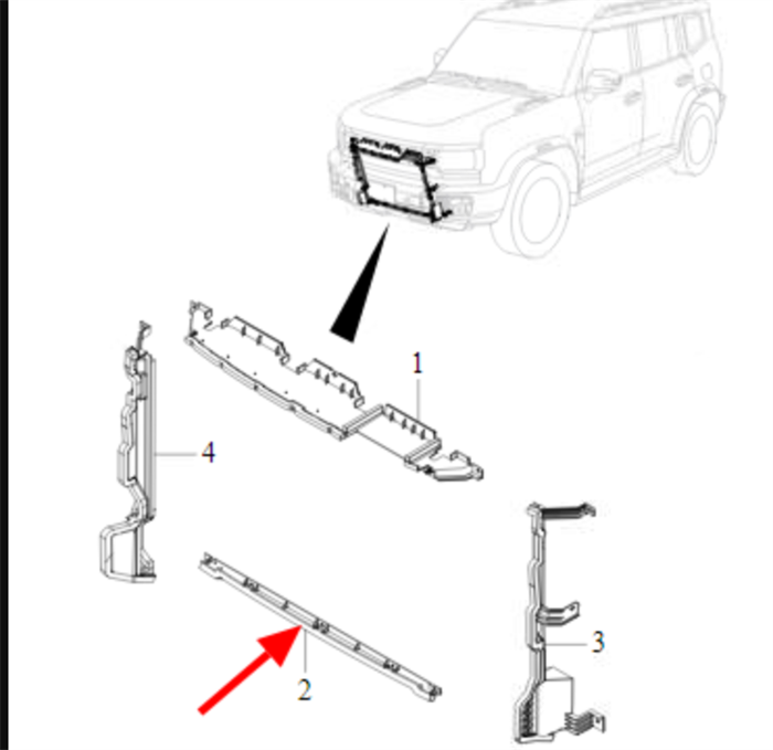 Дефлектор радиатора охлаждения Jetour T2 / Traveller F268119011