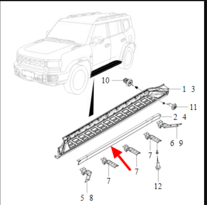Накладка правого порога Jetour T2 F265500740