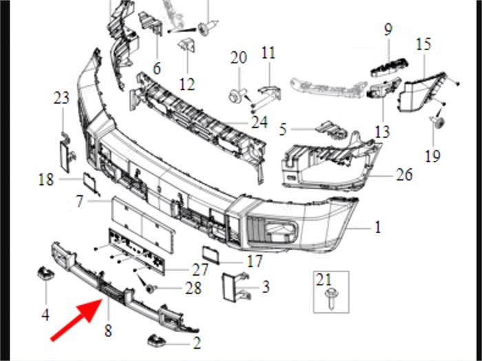 Бампер передний нижняя часть Jetour T2 / Traveller F262803507